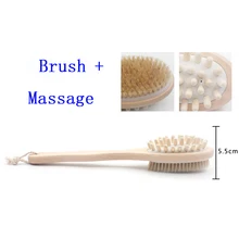 35 см длинная деревянная щетка для тела Массажер для ванны душа назад Спа скруббер инструмент двухсторонняя Массажная щетка для ванной