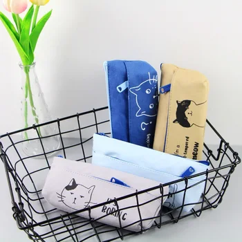 

1pcs 51100 Svetlanca SVCY-2997 Cat Office Double Zip Triangle Pencil Bags
