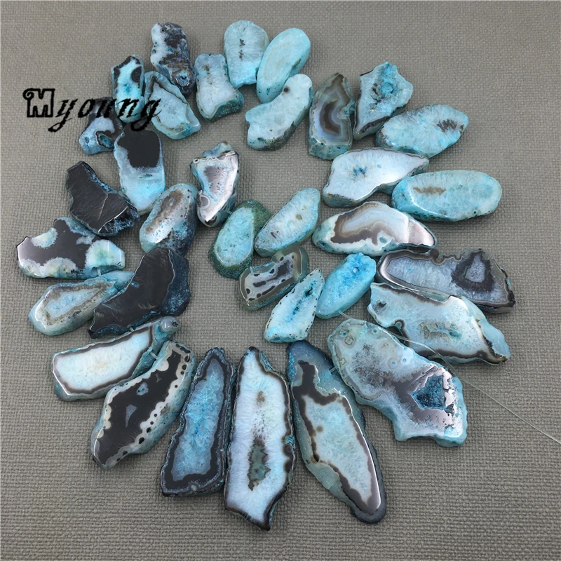Небесно Голубой Агаты кварцевый друг геод плиты в произвольной форме бисер