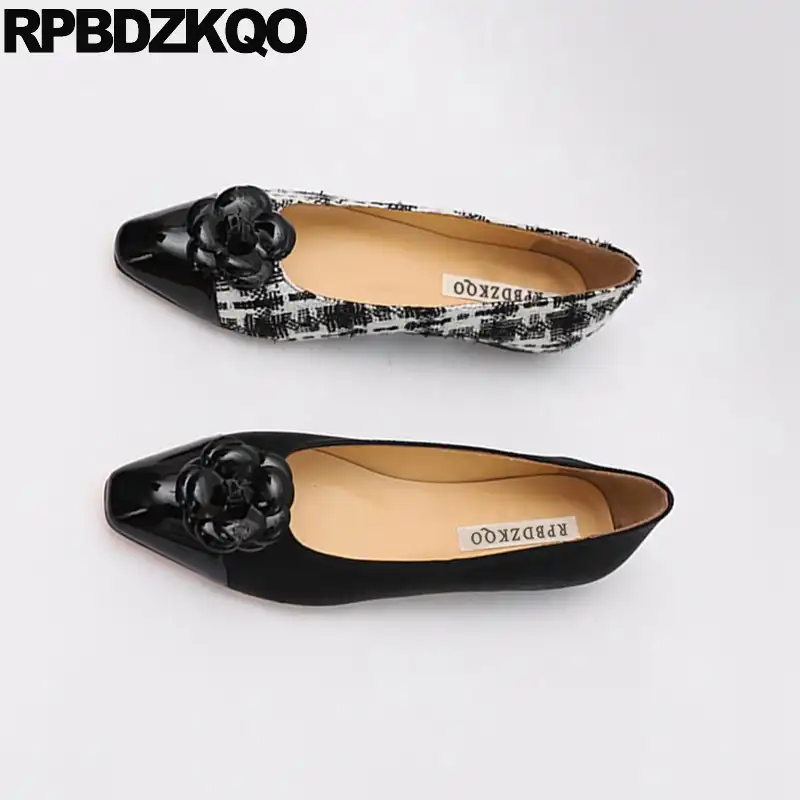 black white flats women's shoes