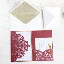 Пригласительные открытки на заказ с блестящим конвертом для свадебного крещения открытки ручной работы предложение внутренний RSVP печать 50 шт