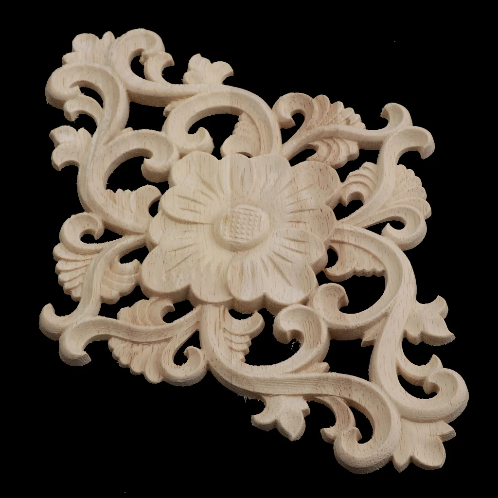 Wooden Carved Corner Applique Frame Furniture Craft Cabinet Corner Onlay Mouldings Handcraft Decor