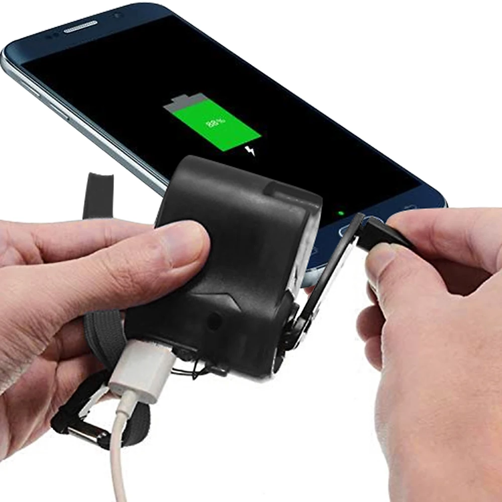 

Hand-cranked manual USB