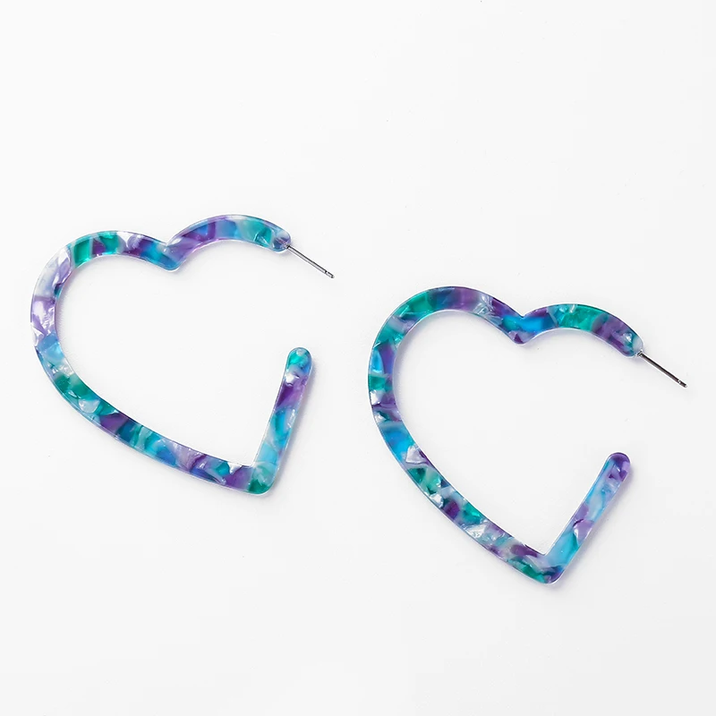 

2019 Korean Style Earrings for Women Tortoiseshell Geometric Leopard Print Acetate Hoop Earrings Heart Shape Sweet oorbellens
