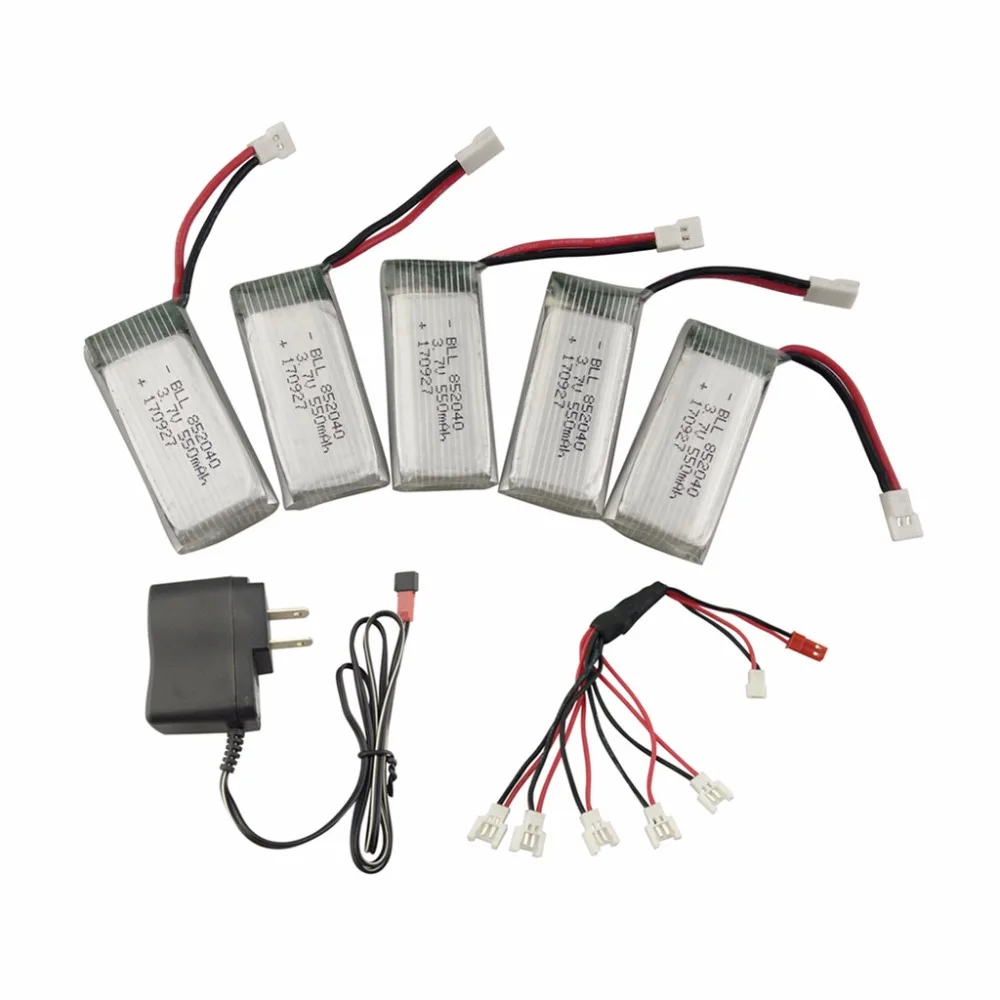 

5PCS 3.7V 550mah lithium battery US regulatory charger for JXD523 523W H43HW folding four-axis aircraft accessories