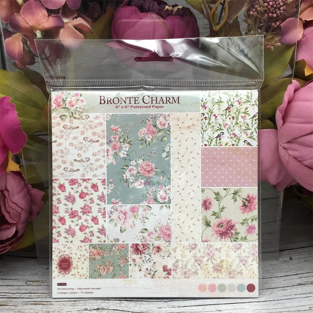 

24pcs/Pack 6*6inch 15.2cm Bronte Charm Patterned Paper Pack for Scrapbooking DIY Happy Planner Card Making Journal Project