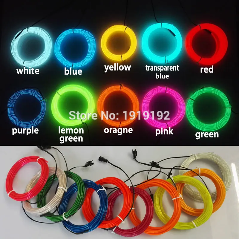 Popular LED Neon Glowing Wire, EL Wire, Suitable for DIY Party, Bar, Dance, Wedding Decoration with Micro EL Driver, 1m, 2.3mm