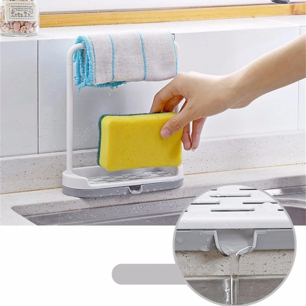 

Fashionable Design Home Kitchen Plastic Towel Rack Kitchen Washing Cloth Sponge Draining Holder Shelf Organizer