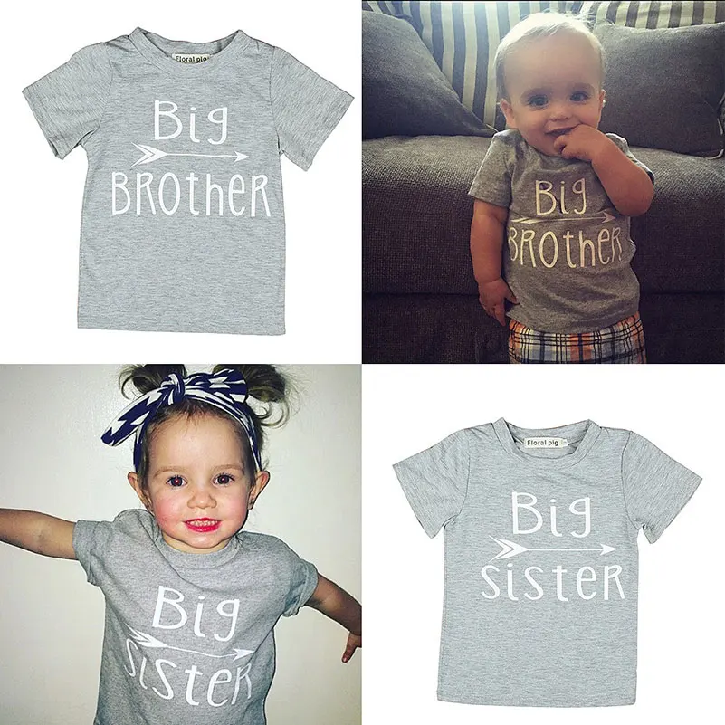 

Baby Boys Girls Clothes T-shirt Short Sleeve Top Soft Cotton Print Big Brother Letter Kids Summer Clothing 2-8 Years Play Mats
