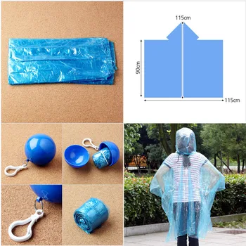 

1 PC Portable Disposable Raincoat Ball Plastic Rainwear Travel Emergency Rain Poncho Waterproof Disposable Keyring Ball Unisex