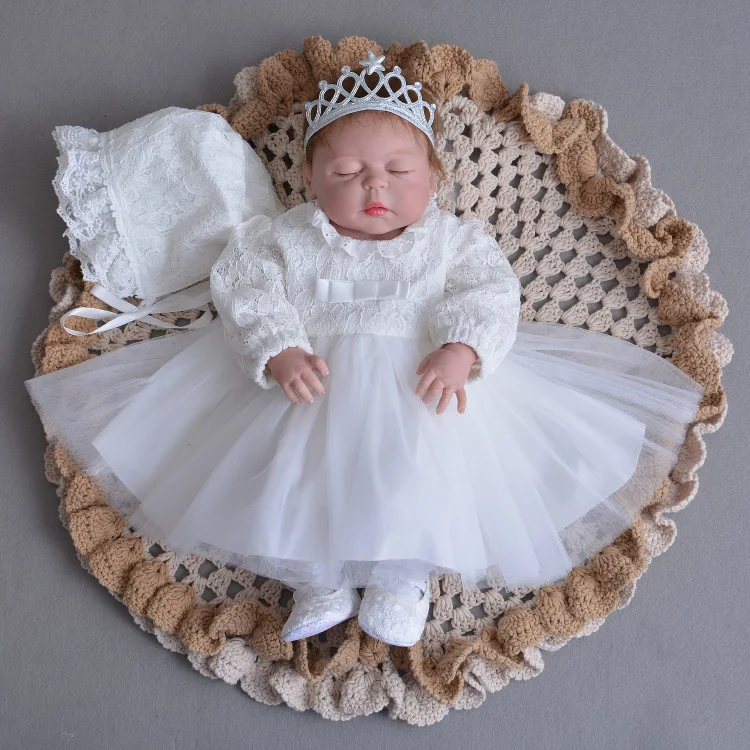 Платье для малышей; платье принцессы для новорожденных девочек с длинными рукавами; платье на крестины; сезон весна-осень; одежда для крещения; одежда для свадьбы; vestido infantil