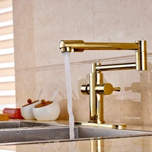 Золотой латунный поворотный Носик Ванная комната смеситель кран W/раковина пластина