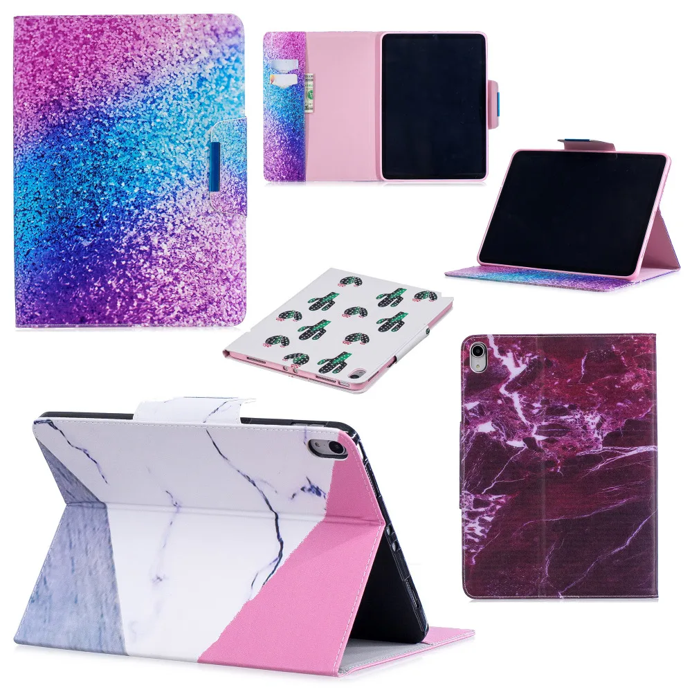 

For iPad Pro 11 Print Case Funda Slim Magnetic Smart Sleep Cover For iPad Pro 11 inch Flip Stand Leather Shell Case + Film + Pen