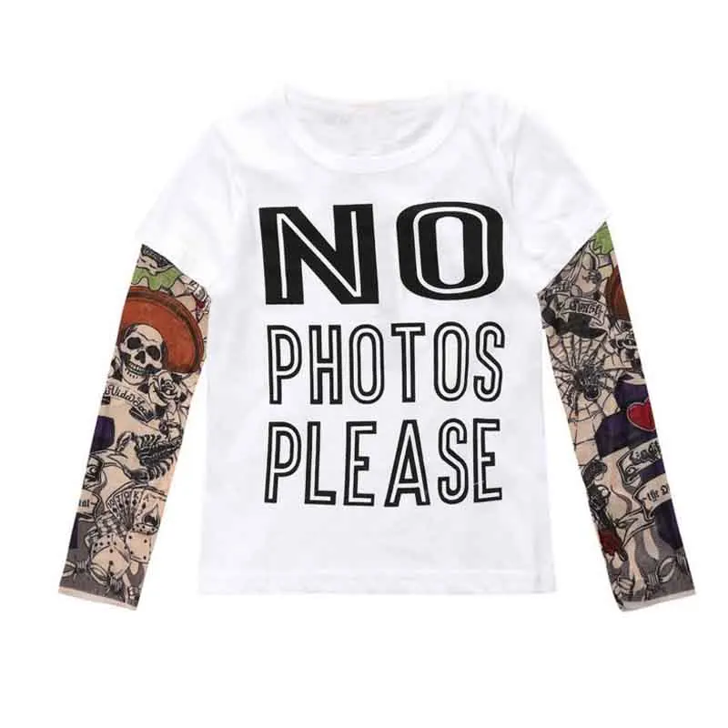 

long sleeve letter tattoo t shirt tops for children kids toddler boy t-shirt baby boys tshirt fashion 2019 Summer shirts clothes