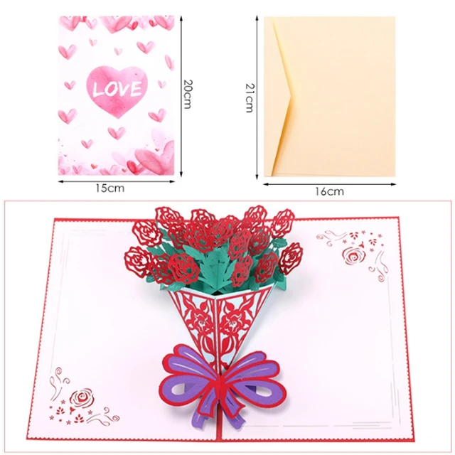 Miłość Rose Flower Kartki Handmade Urodziny Zaproszenie Na ślub 3d