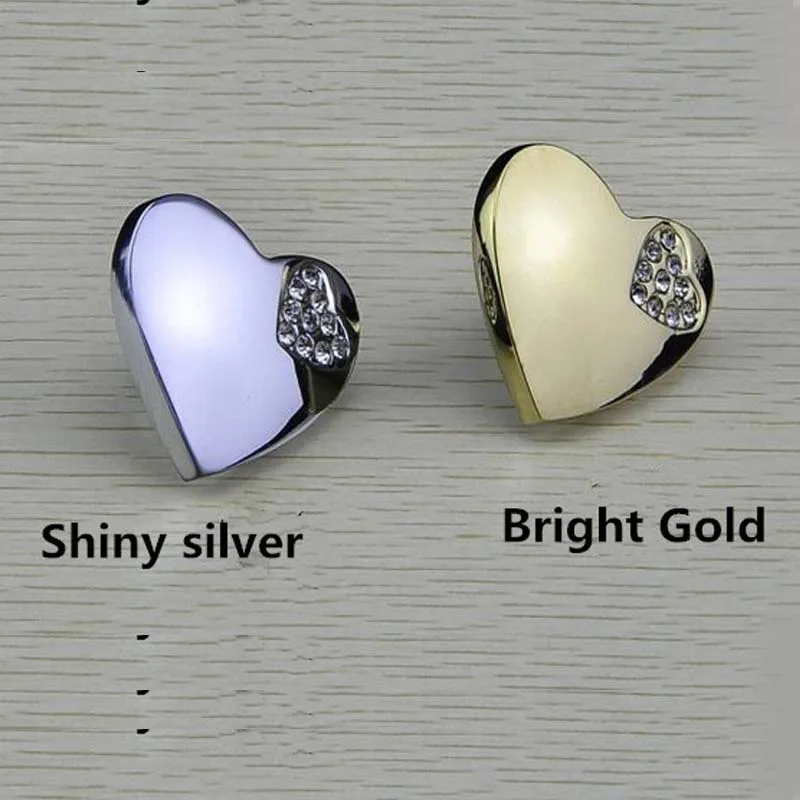 fashion creative love heart knob glass diamond drawer knob pull