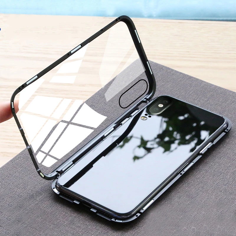 For-Huawei-Mate-10-P20-Pro-Case-new-Metal-Magnetic-Adsorption-Clear-Tempered-Glass-Back-Cover (1)