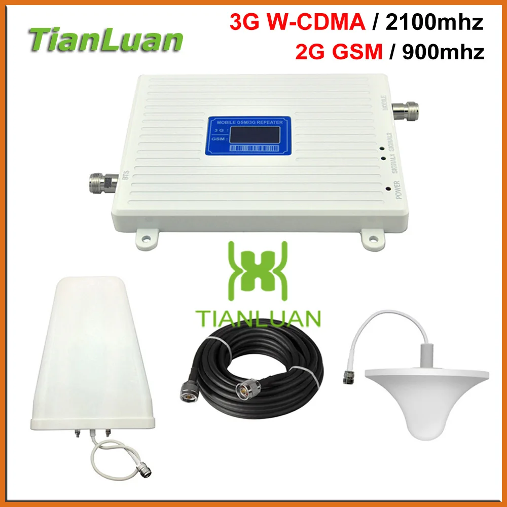 

TianLuan High Gain LCD Display Mobile Phone 2G 3G Signal Booster GSM 900mhz W-CDMA 2100mhz Signal Repeater Amplifier White