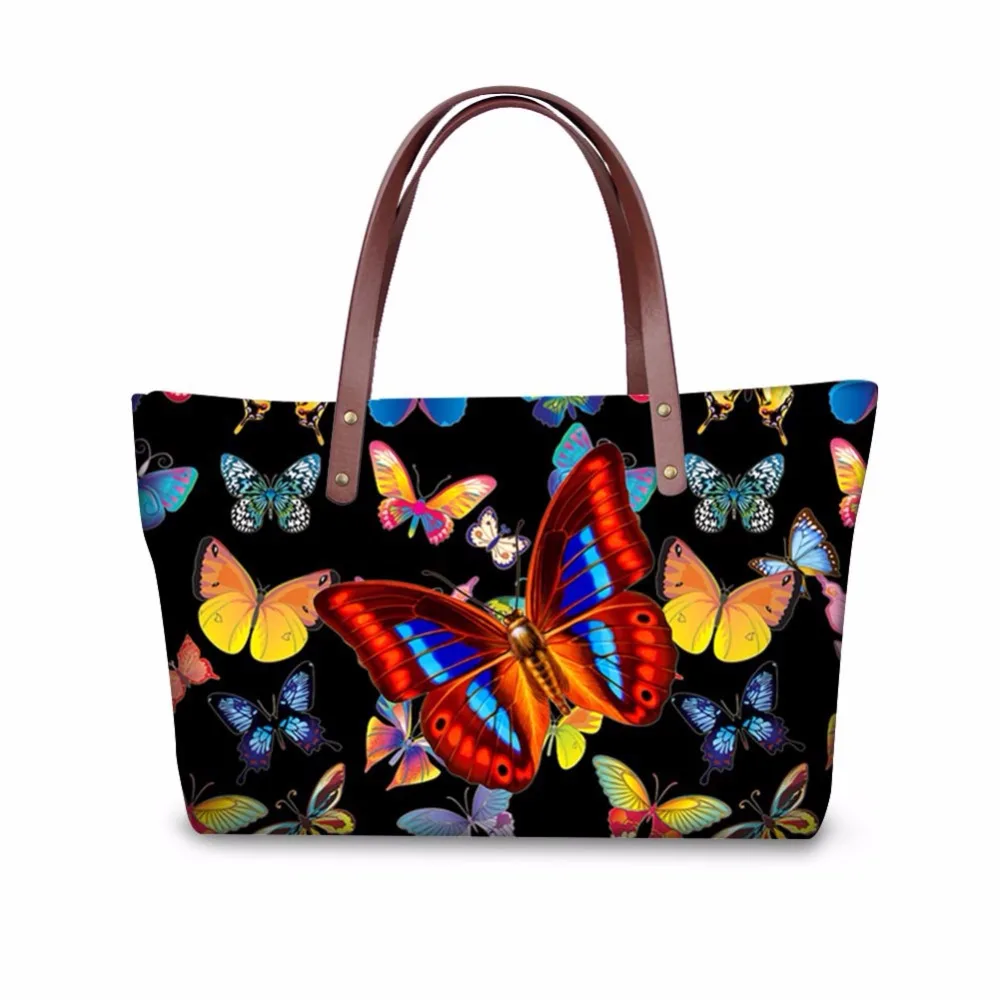 

Noisydesigns butterfly black Pattern Shoulder Bag Big bags bag Women Hand Bag Beach Totes Travel Tote Sac a main Wholesale