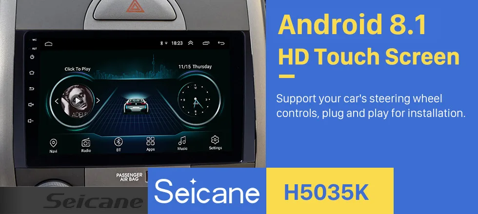 Sale Seicane 9" Android 8.1 2Din Quad Core Car Radio GPS Multimedia Player Head Unit For 2008 2009 2010 2011 2012-2016 KIA Borrego 0