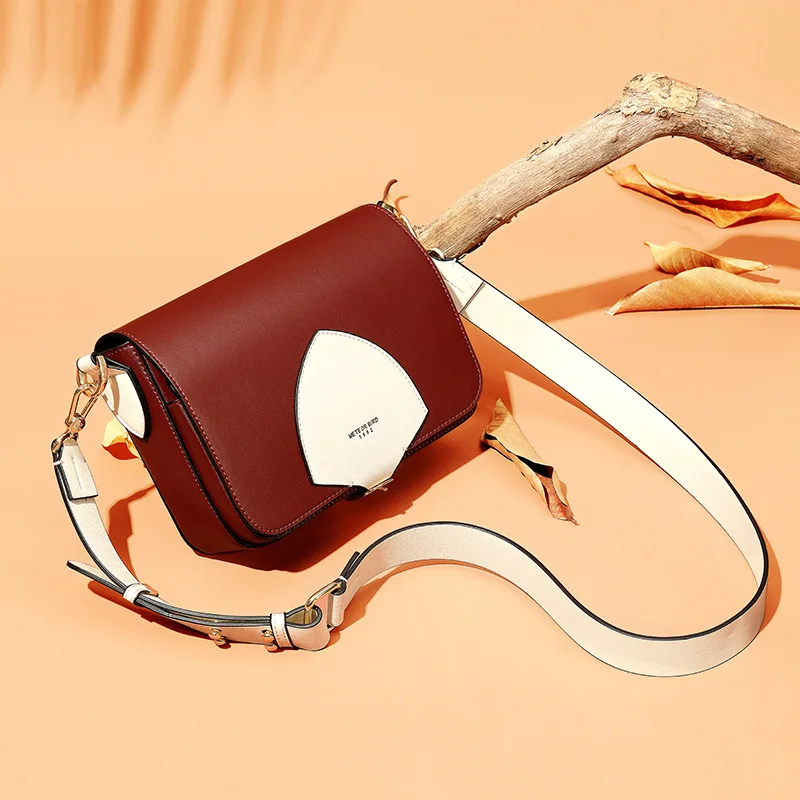 

LOEIL Leather handbags new brand women's bag retro fashion small square bag hit color leather simple shoulder bag