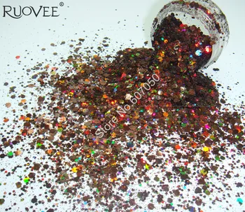 

50gram Holographic Laser Coffee Colors Glitter Mix Hexagon Paillette Spangle Powder Shape for Nail Art Glitter Craft Decoration