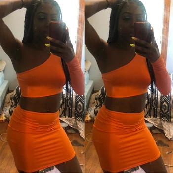 

Summer Outfits For Women Long Sleeve Crop Top+ Skirt 2 Piece Sets Womens Outfits Two Piece Set Women Clothing Set Streetwear