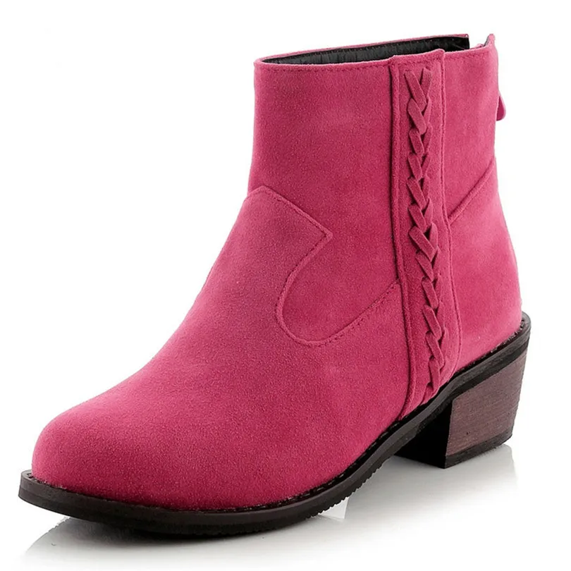 

Ankle Boots For Women Shoes New Flock  Boots Square heel Fashion Round Toe Ankle  Boots Women Platform Fashion Shoes