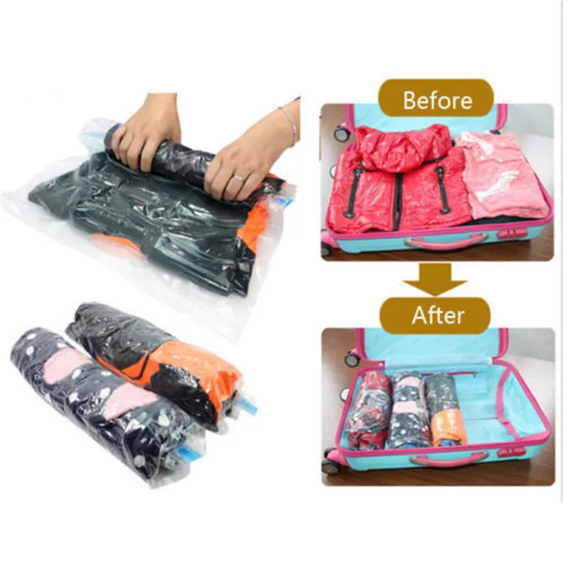 Portable Roll up Compression Vacuum Waterproof Storage Bag Pouch