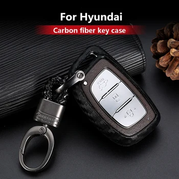 

2019 New Carbon Fiber Silica gel Key Cover Case For Hyundai Elantra Tucson Mistra Verna Sonata IX25 IX35 Car keychain keyring