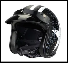 Vintage 3/4 Couro Harley Chopper Moto capacete Capacetes de moto rcycle Capacete aberto da cara capacete de moto moto moto rcycle cros com viseira