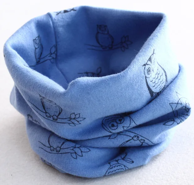 owl blue Хлопковый шарф для малышей; круглые осень-зима детские нагрудники Bufandas дети кольцо воротник с мультяшным принтом шейный шарф для девочек, для мальчиков головной убор теплые шейный платок - Цвет: owl blue