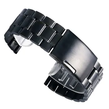 

HQ 20mm Black Stainless Steel Wrist Watch Band Replacement Strap Fold Over Clasp with One Push Button + 2 Spring Bars