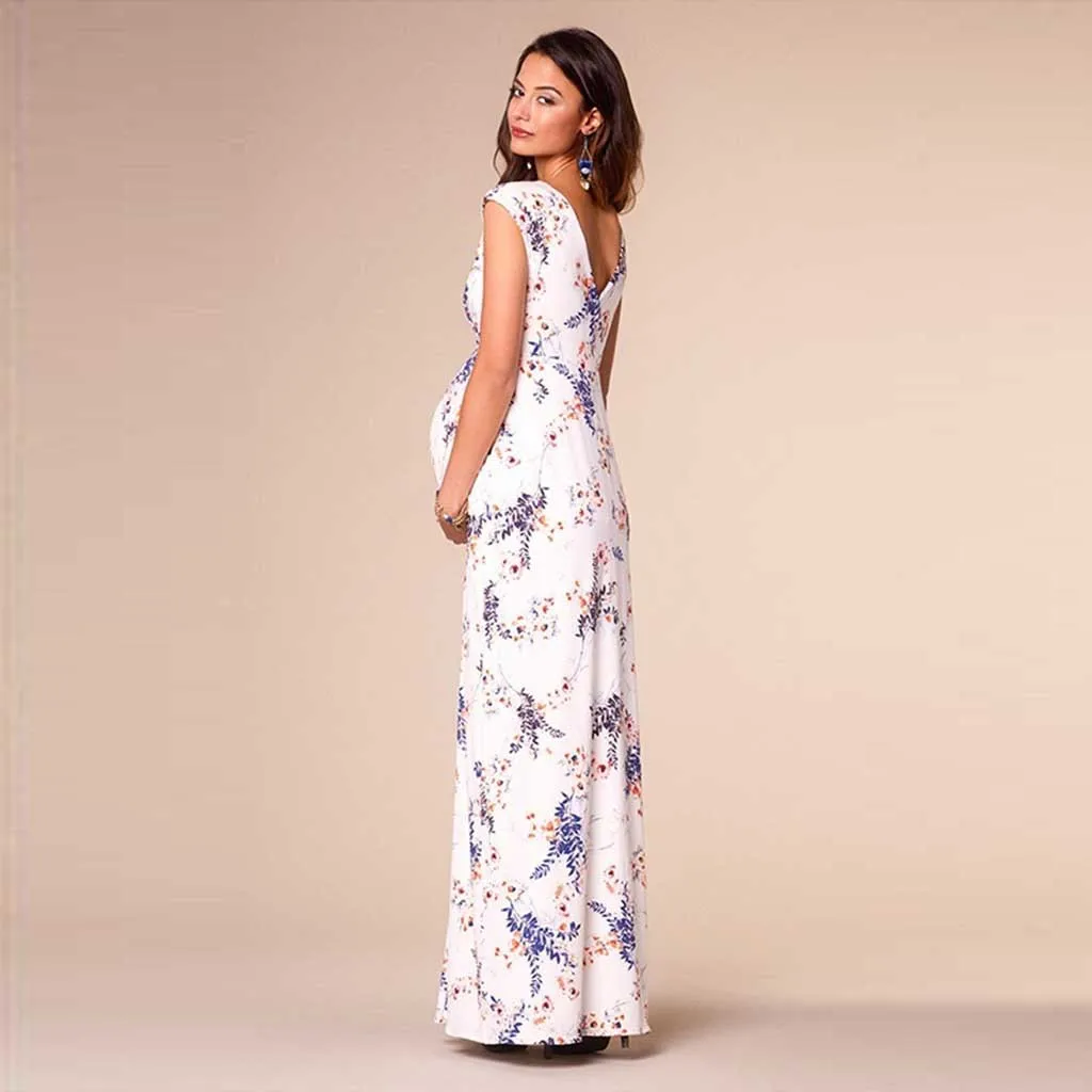 Платья для беременных, одежда, женское платье с короткими рукавами и цветочным принтом, длинное платье для беременных, ropa embarazada HOOLER