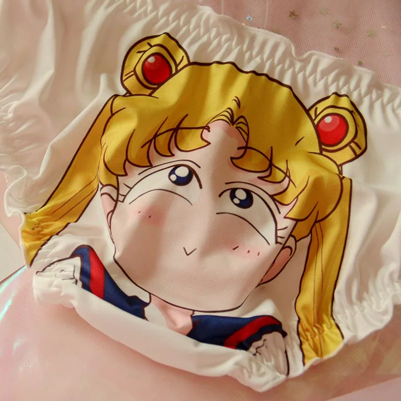 Sailor Moon Prtint Milk Wire трусики милые девушки мультфильм трусы рюшами бантом женские аниме японский Низкая талия трусы