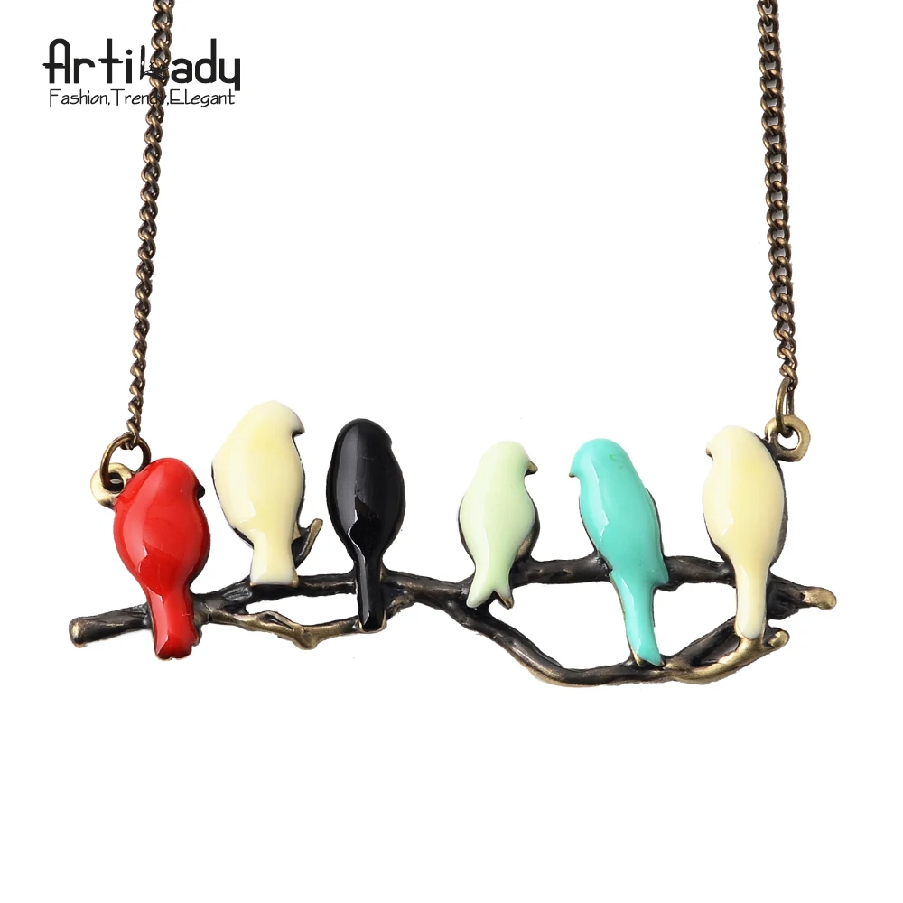 Artilady new lovely bird on branch necklace fashion pendant women necklace NM