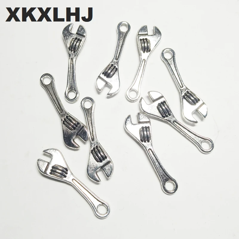 

XKXLHJ 15pcs Charms spanner wrench tool 24*7mm Tibetan Silver Plated Pendants Antique Jewelry Making DIY Handmade Craft