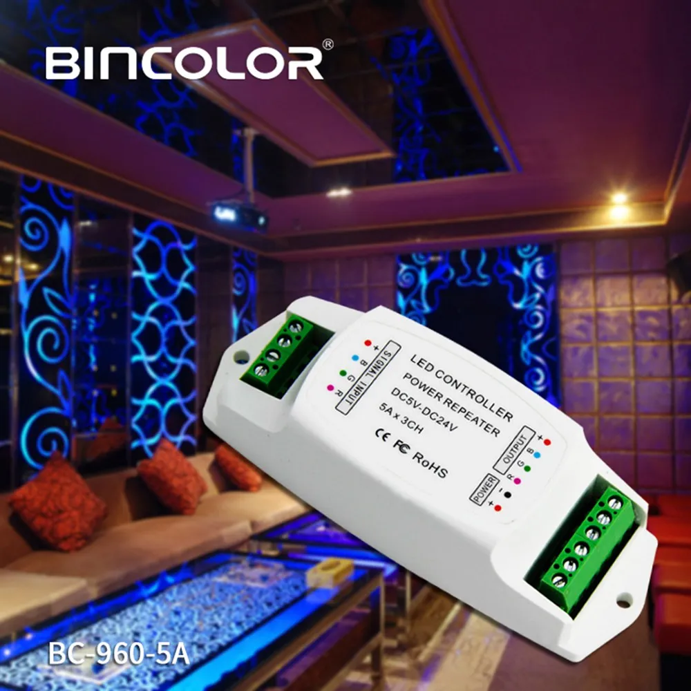 BC-960-5A Led RGB полосы мощность повторитель контроллер Led Ampilier для светодиодной полосы света 5A* 3CH DC5V-24V данных
