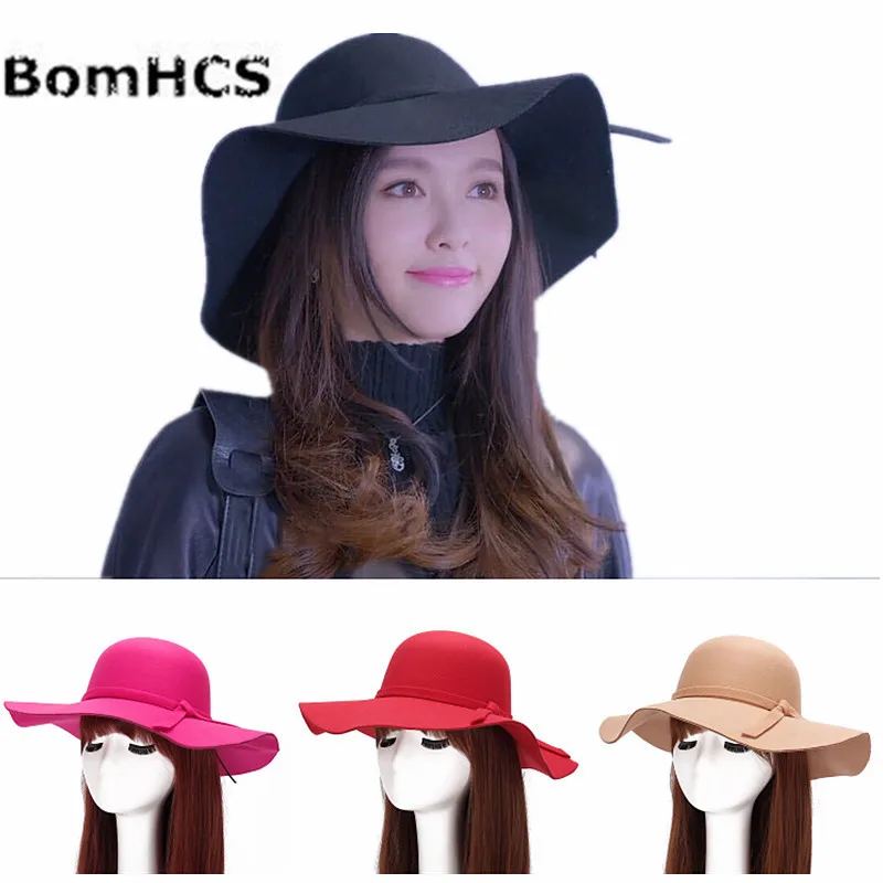 BomHCS модные женские туфли Зимняя шляпа-федора из искусственного меха с большой границы шляпка для официальных мероприятий 169221