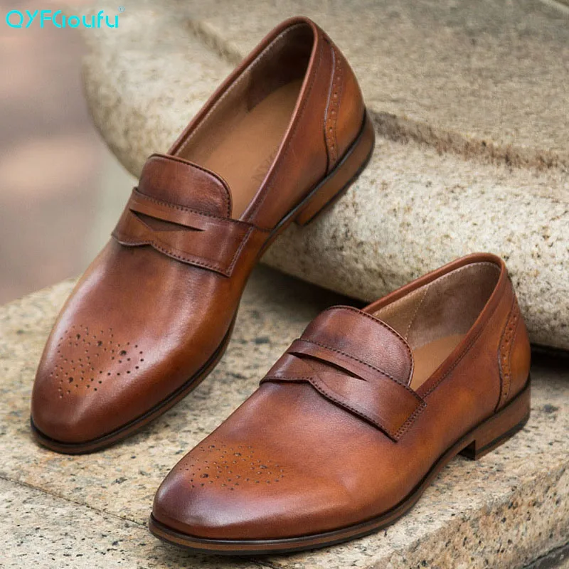 

2019 New Spring Oxford Dress Shoes For Men Cow Skin Genuine Leather men formal shoes Wedding Office Mans italian shoes