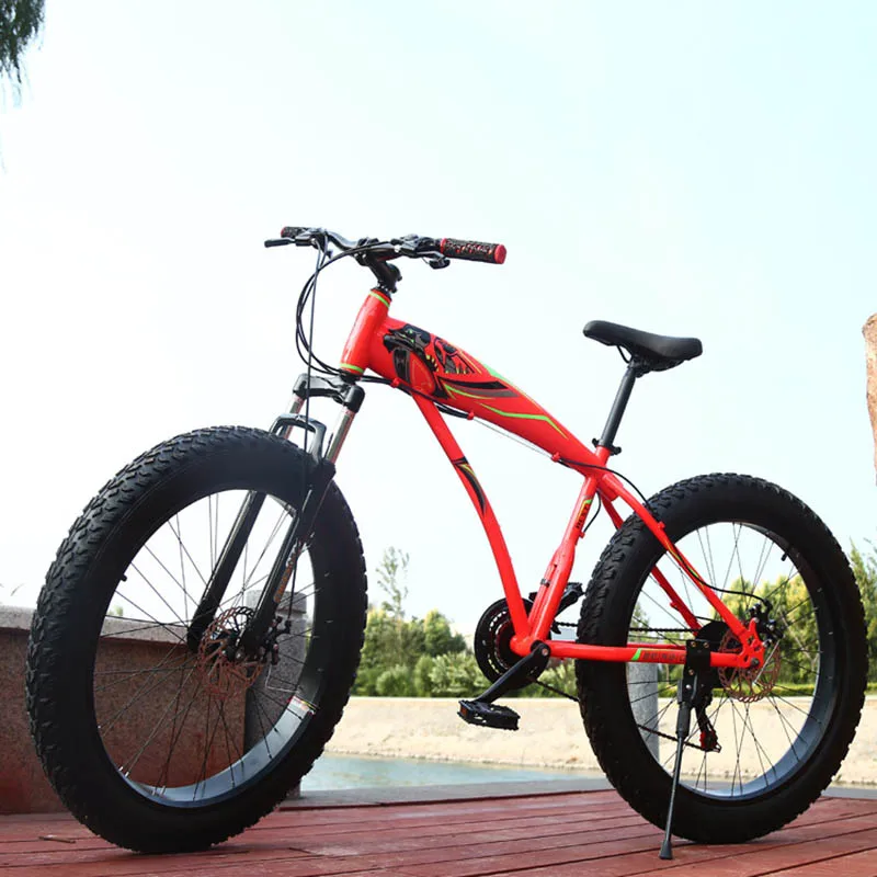 Nueva llegada 24 26 pulgadas nieve de dos discos freno 4,0 neumáticos playa Montaña Bicicleta de carretera marco de fibra de carbono