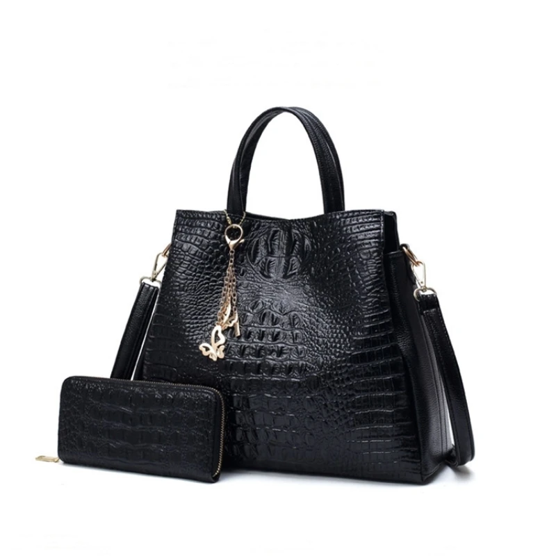 

2018 fashion casual Women's handbags Zipper opening bag crocodile pattern composite bag multi-function pu leather shoulder bags