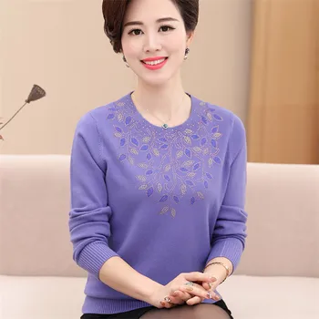 

2020 Mother fitted Spring and winter wool coat in the elderly women 's large size sweater bottoming sweater