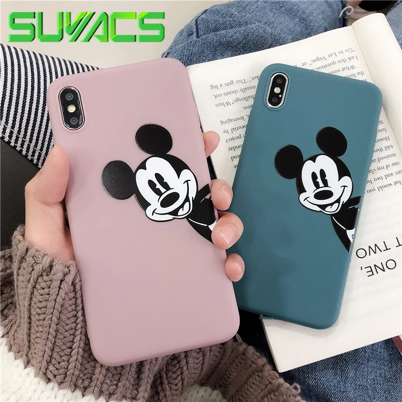 

SUYACS Cartoon Mouse Phone Case For iPhone XS Max XR 6 6S 7 8 Plus X Soft TPU Full Body Coverage Phone Back Cover Shell GiftS