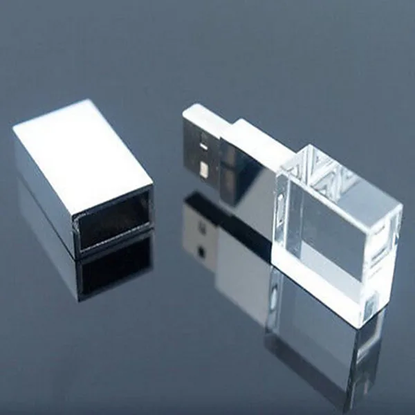 Free shipping Custom 3D Logo Transparent Glass Crystal USB Flash font b Drive b font 2