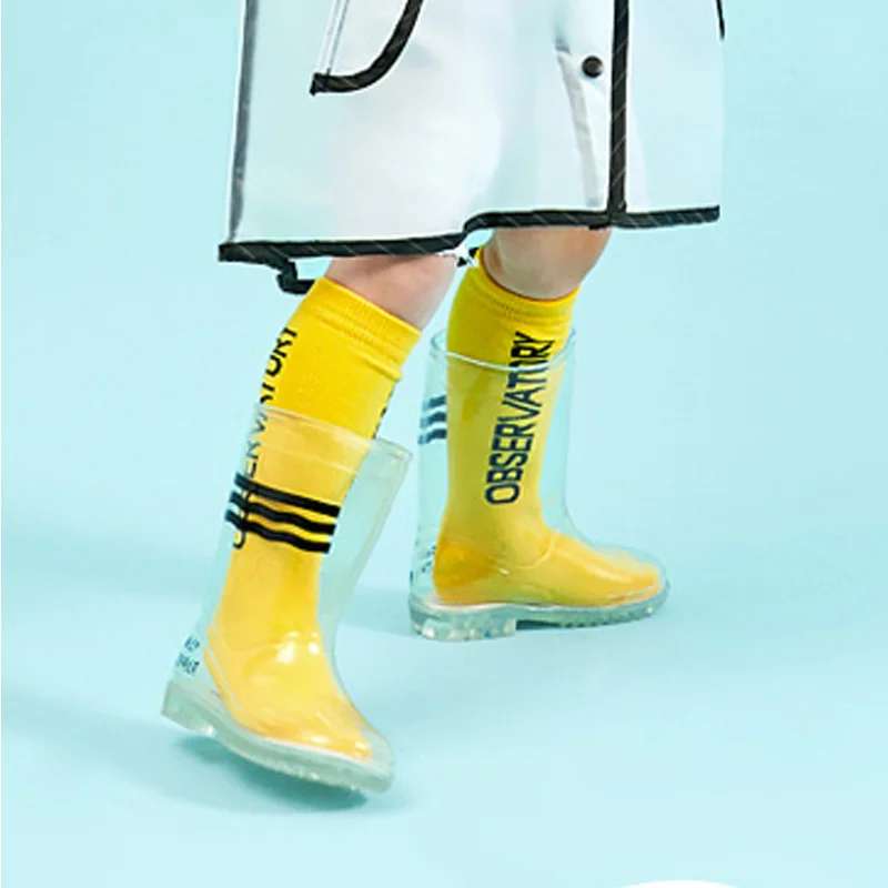 

kids rainboots transparent Boys Girls Rain Boots Waterproof Baby Non-slip Rubber Water Shoes Children Rainboots four Seasons