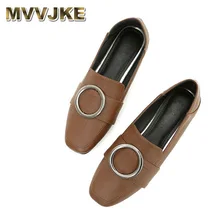 MVVJKE/женские лоферы на плоской подошве в европейском и американском стиле, обувь с квадратным носком, женская обувь без шнуровки зеленого и коричневого цвета, большие размеры 12, 3, мягкая блестящая женская обувь