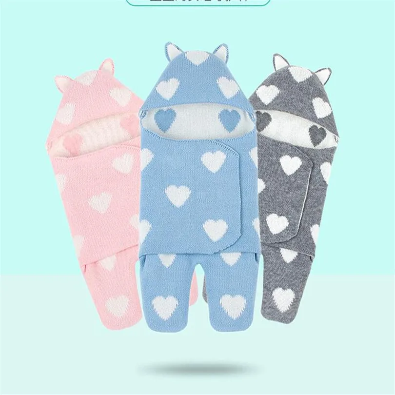 Cobertores do Bebê Recém-nascido de Crochê Respirável com Capuz Bolsas de Dormir Bebê Swaddle Envoltório Cobertor Malha Reciving Cobertores Recém-nascidos 13 Bebê Reciving Cobertores Recém-nascidos Sacos de Dormir