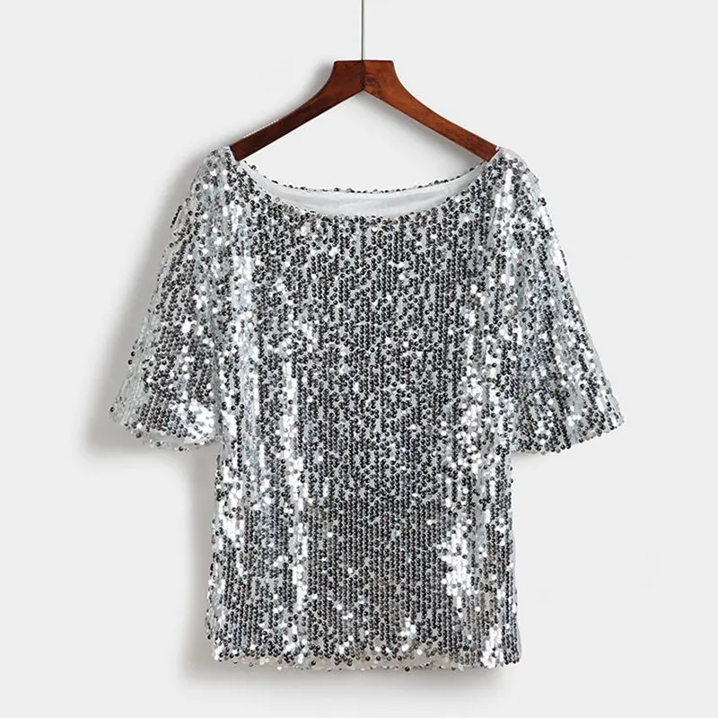 Блузка женская с блестками и вышивкой свободного покроя|blusas fashion|blusas plusplus size women