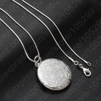 

New 925 Sterling Silver Jewelry Round Photo Locket Necklace Pendant Best Gift For Women Girl